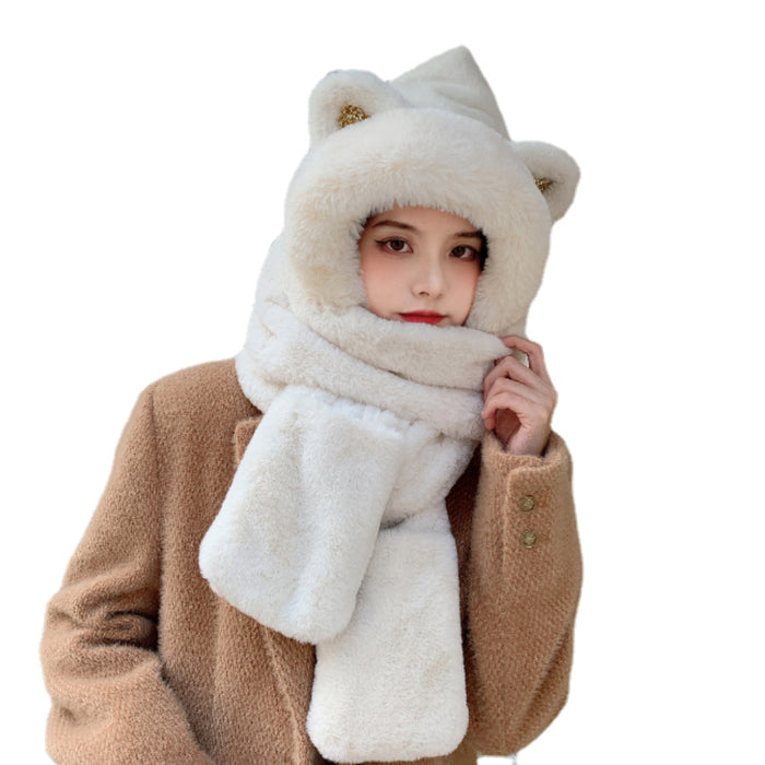 Heat Hollow USB Heated Plush Hood with Attached Scarf and Ears