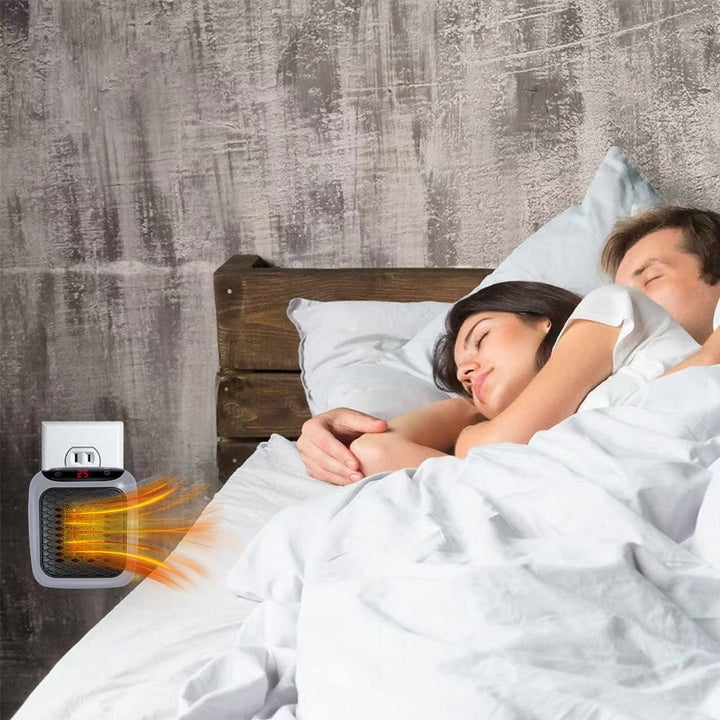 compact white plug-in heater with remote control