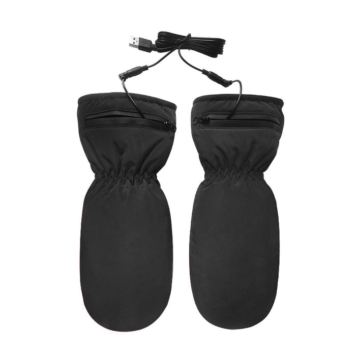 Heat Hollow USB Heated Mittens, Windproof with Zip Pocket