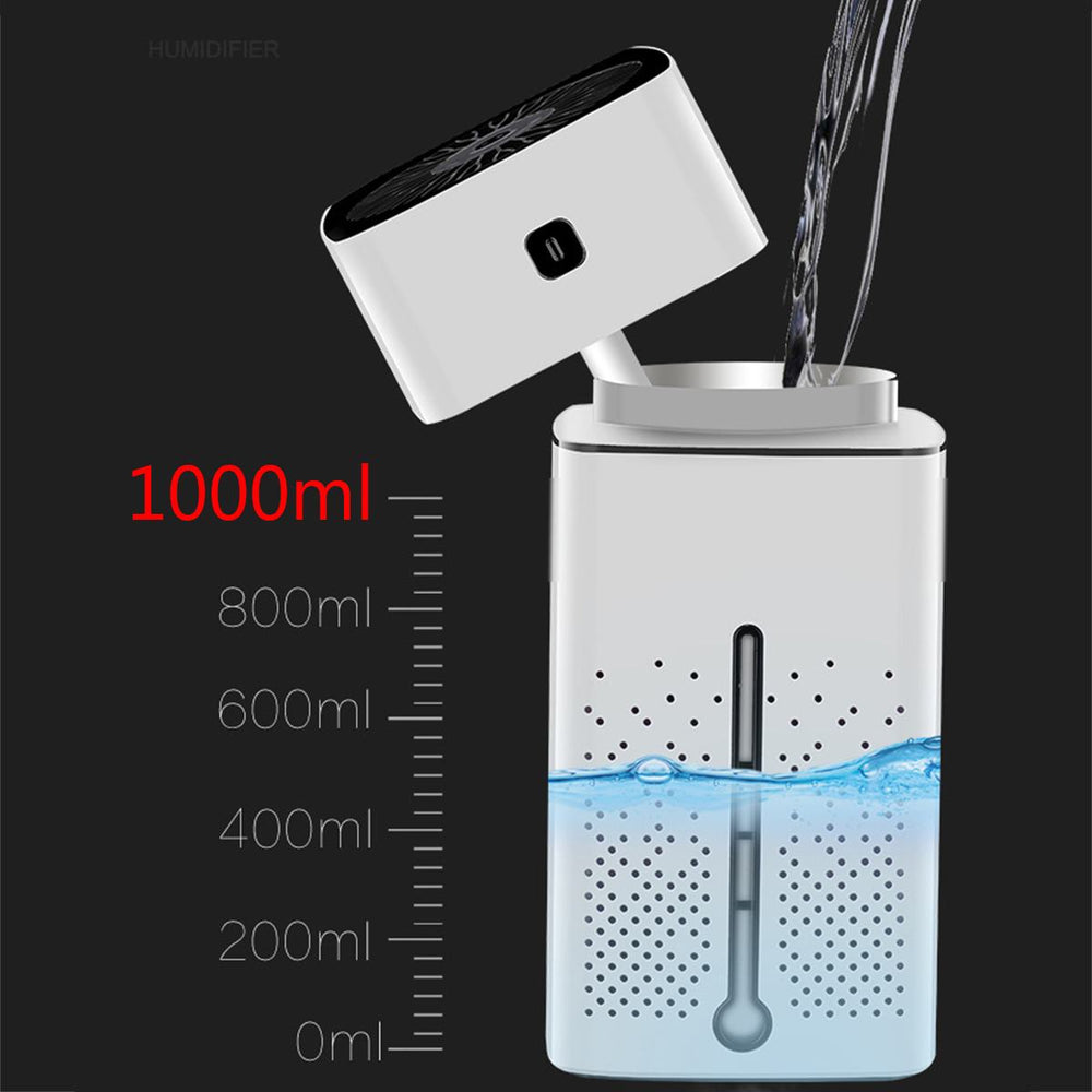 Quiet USB Humidifier With 1000ml Tank And 7 Colour LED Light