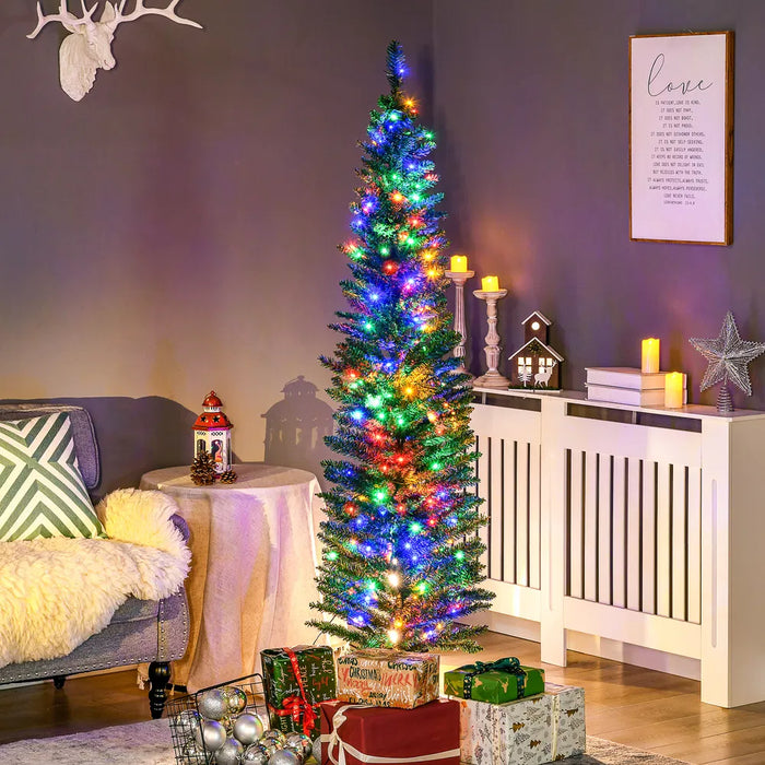 Heat Hollow Green Pencil Christmas Tree with 150 Multicoloured LEDs