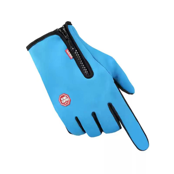 Black windproof sports gloves with zip cuff