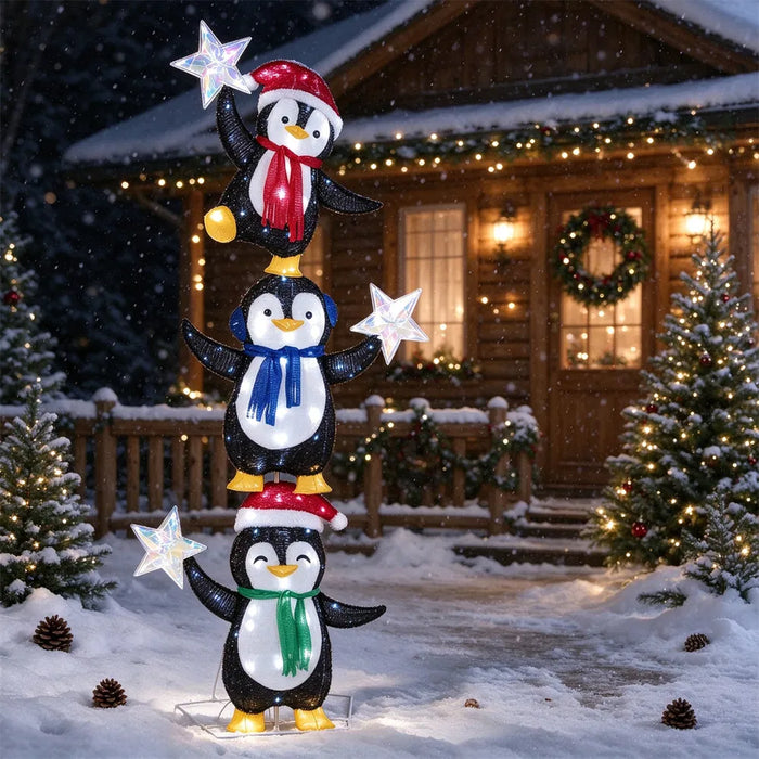Heat Hollow Light-Up Penguin Trio Christmas Decoration, 183cm