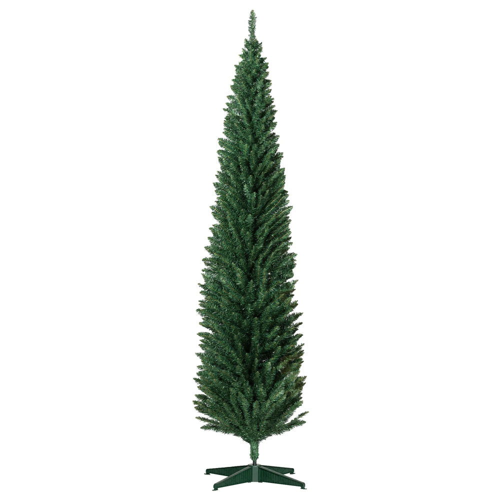 Tall green slim pencil tree, unlit