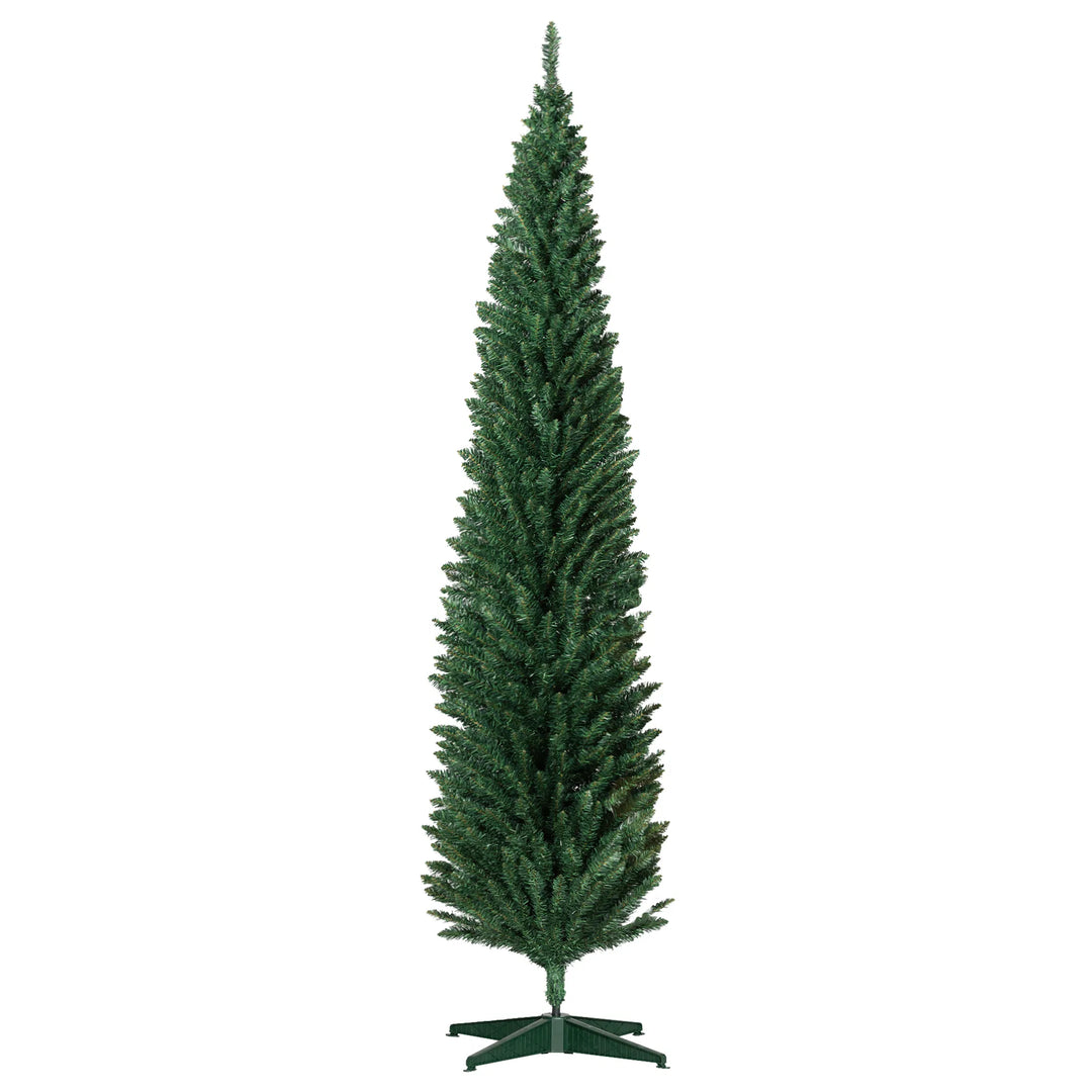 Tall green slim pencil tree, unlit