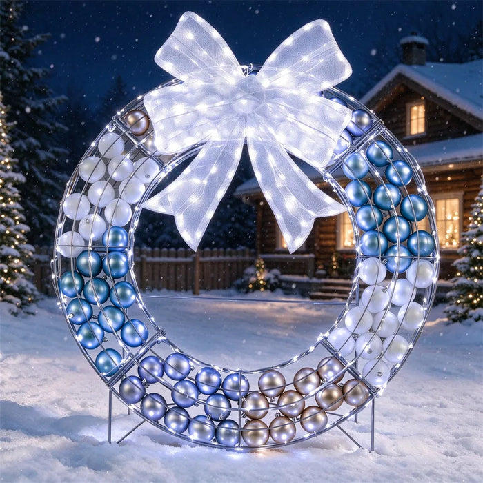 Heat Hollow Freestanding Lit Christmas Wreath with 88 Baubles