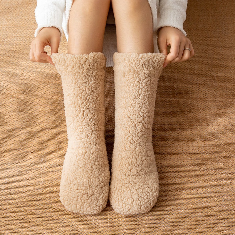 Extra thick fluffy house socks in pink