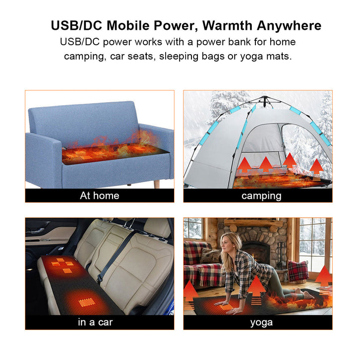 5-Zone USB Heated Mat with Rapid 30-Second Warm-Up – Heat Hollow