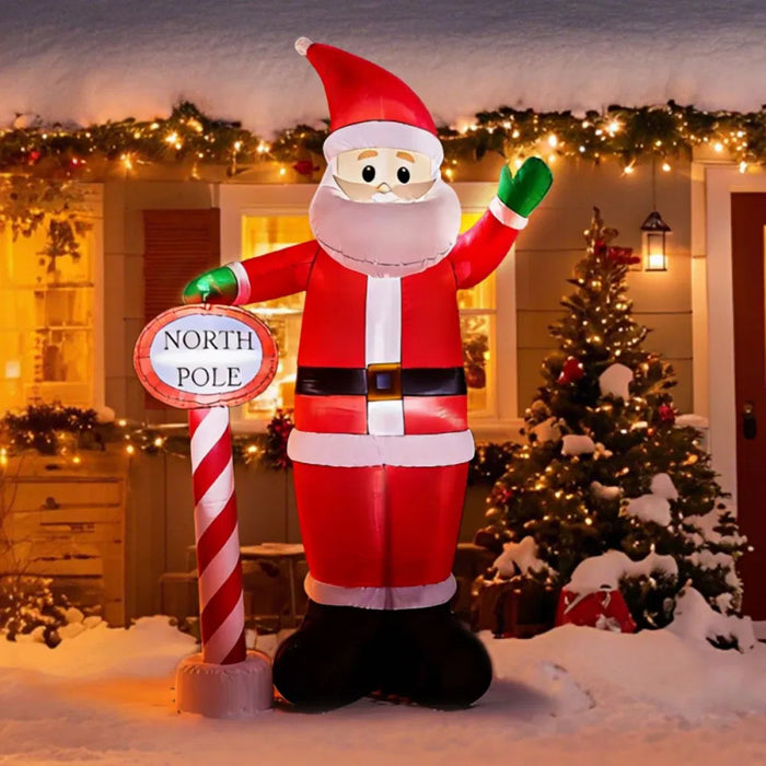 Heat Hollow Giant Inflatable Santa with North Pole Sign