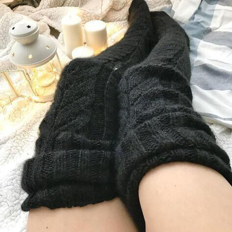 White cable knit over the knee socks