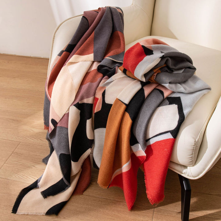 Coral abstract print scarf