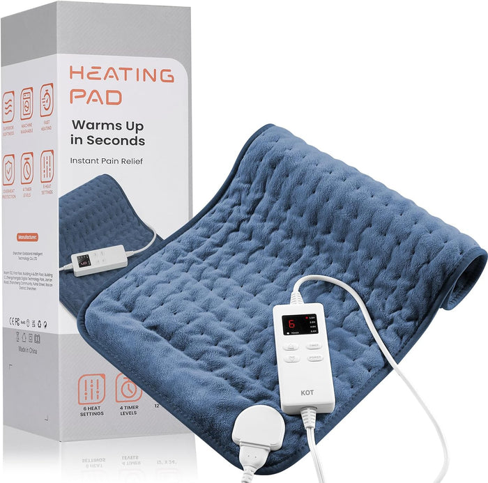 Heat Hollow™ Plush Flannel Electric Heating Pad with 6 Heat Levels