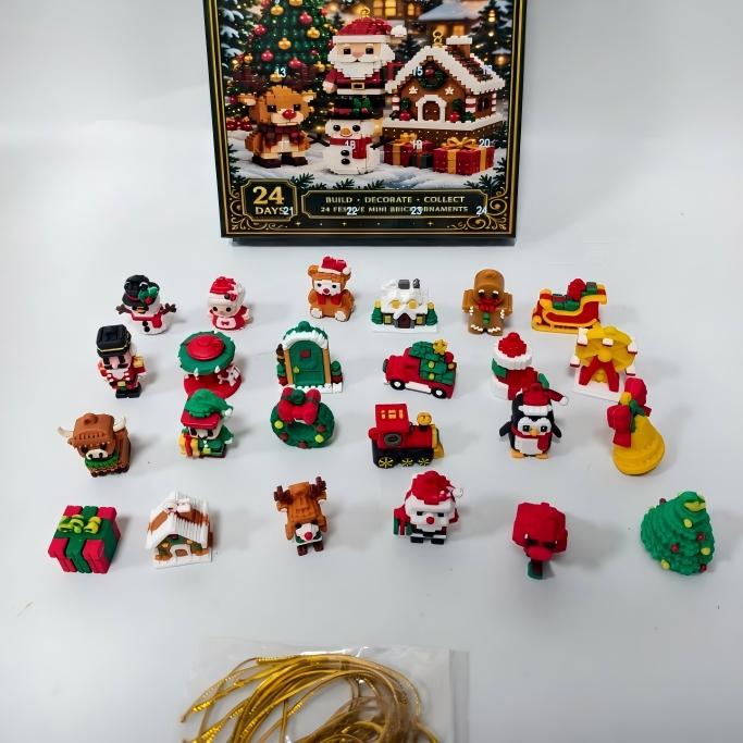 Brick advent calendar with mini ornaments