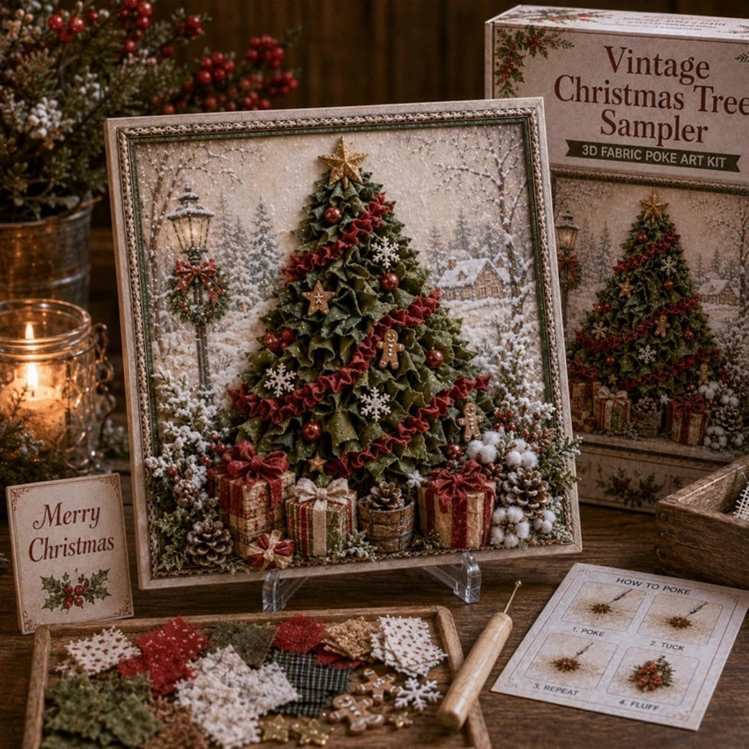 3D fabric poke art Christmas picture in frame