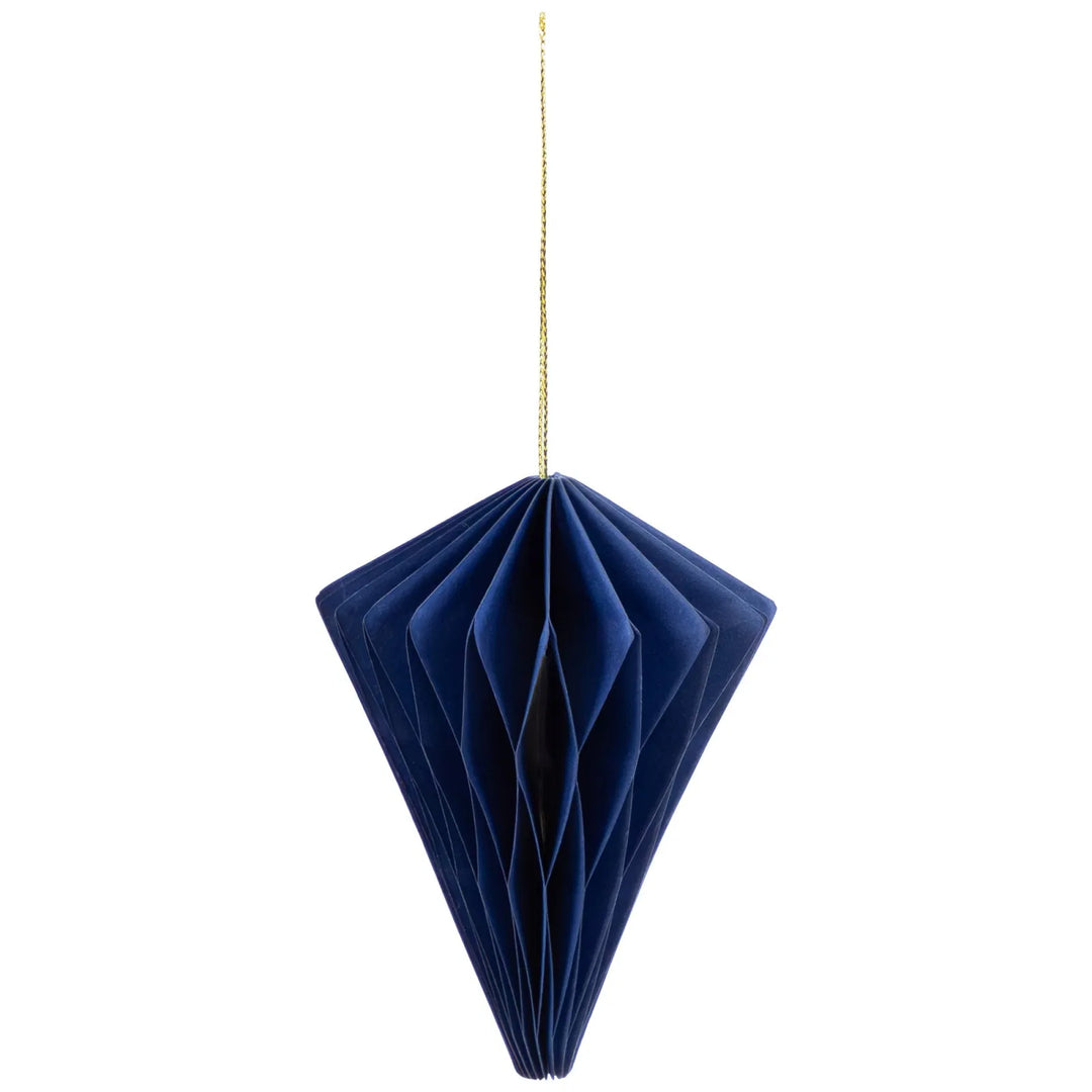 Navy honeycomb paper Christmas ornaments