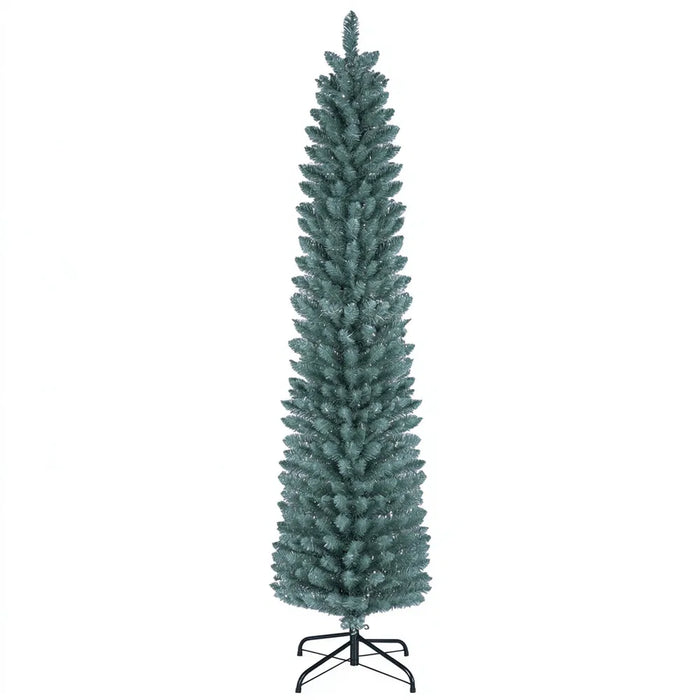 Heat Hollow Frosted Slim Christmas Tree with Silver Tips, 6ft