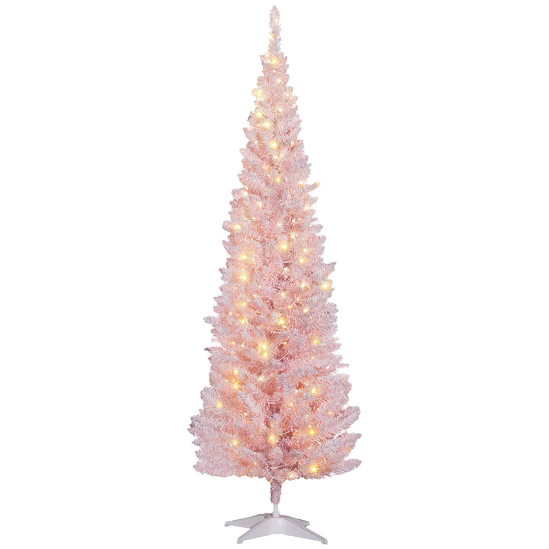 Pink pencil tree with soft warm lights
