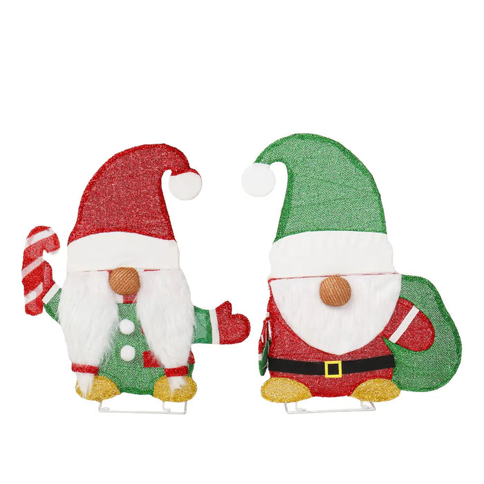 Heat Hollow Set of 2 Light-Up Christmas Gnomes for Garden