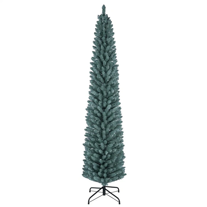 Heat Hollow Frosted Slim Christmas Tree with Silver Tips, 7ft