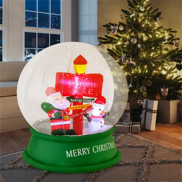Inflatable snow globe with Santa and snowman