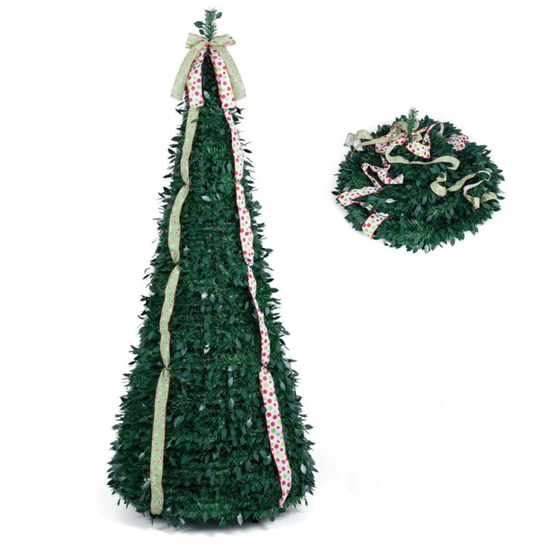 Pop-up Christmas tree with satin ribbons