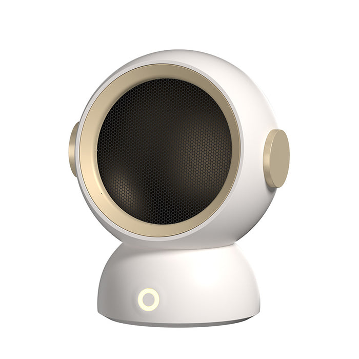 Heat Hollow Mini round fan heater with astronaut-helmet design