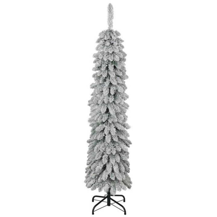 Slim white flocked tree, unlit, 5ft