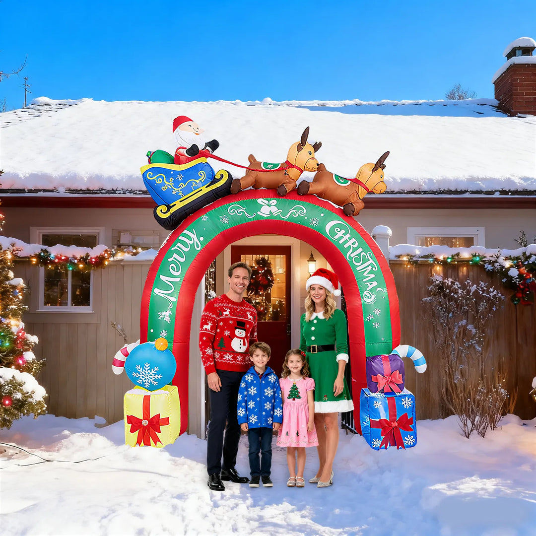 Inflatable Christmas archway with Santa sleigh
