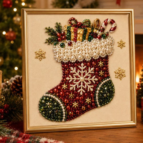 Heat Hollow Christmas 5D pearl painting kit in two sizes