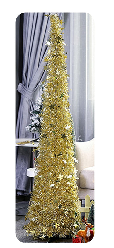 Collapsible tinsel Christmas tree with stand, 1.2 m or 1.5 m
