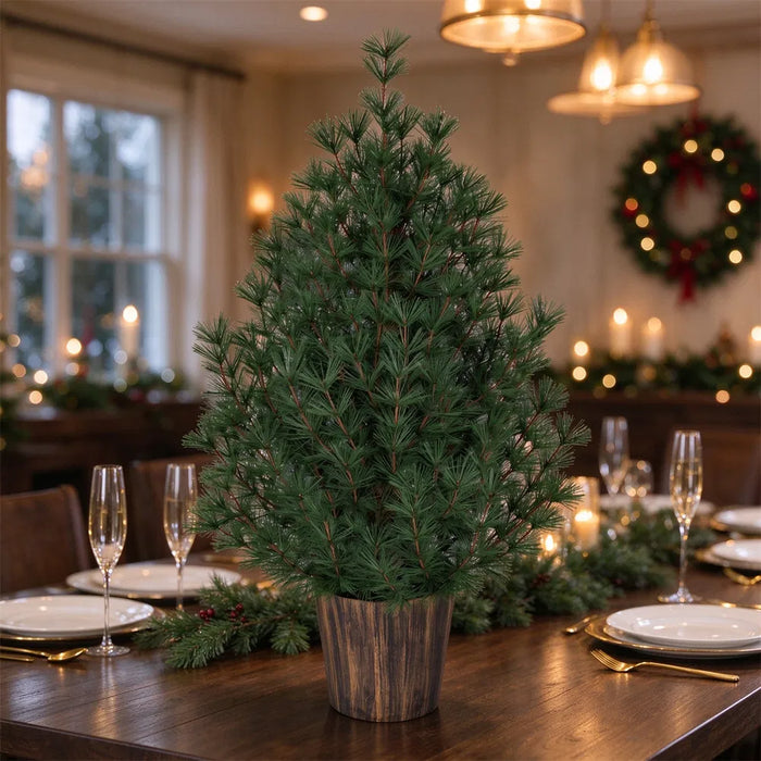 Heat Hollow Potted Christmas Tree in Vintage Gold Pot, 3ft