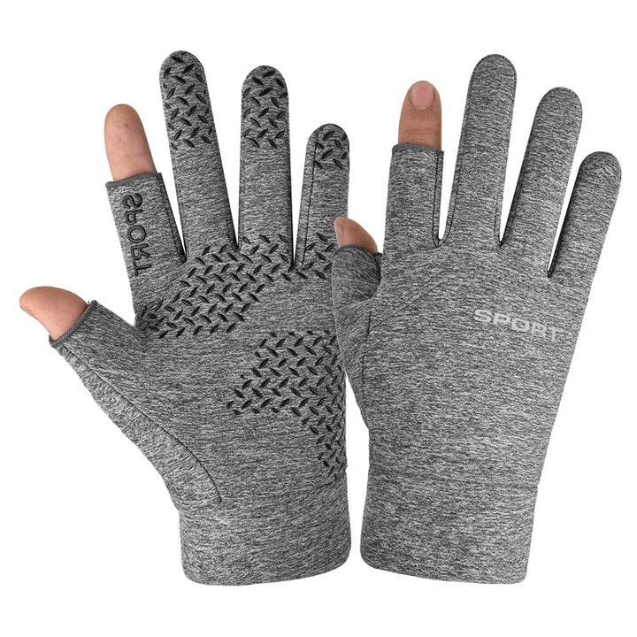 Black velvet lined winter sports gloves