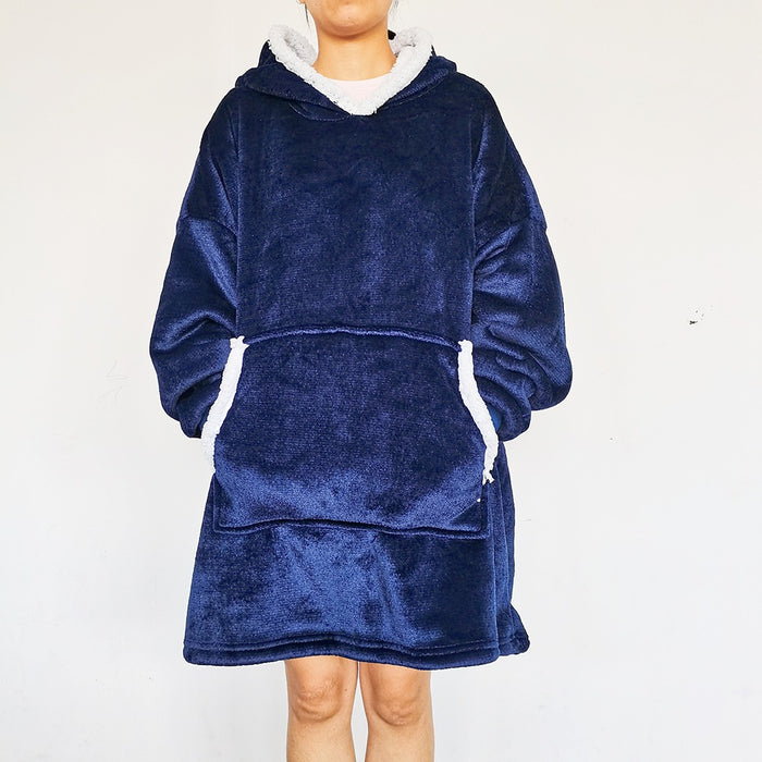 Heat Hollow Oversized Blanket Hoodie with Sherpa Fleece Lining