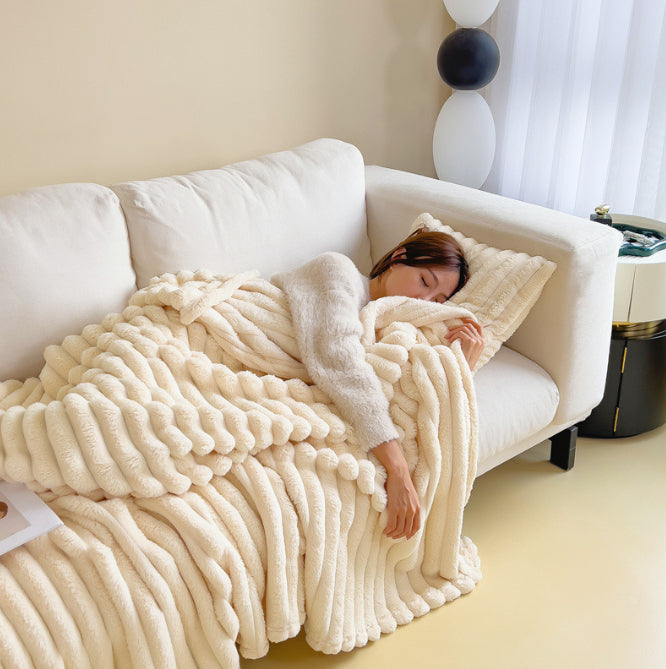 Thick faux rabbit fur throw