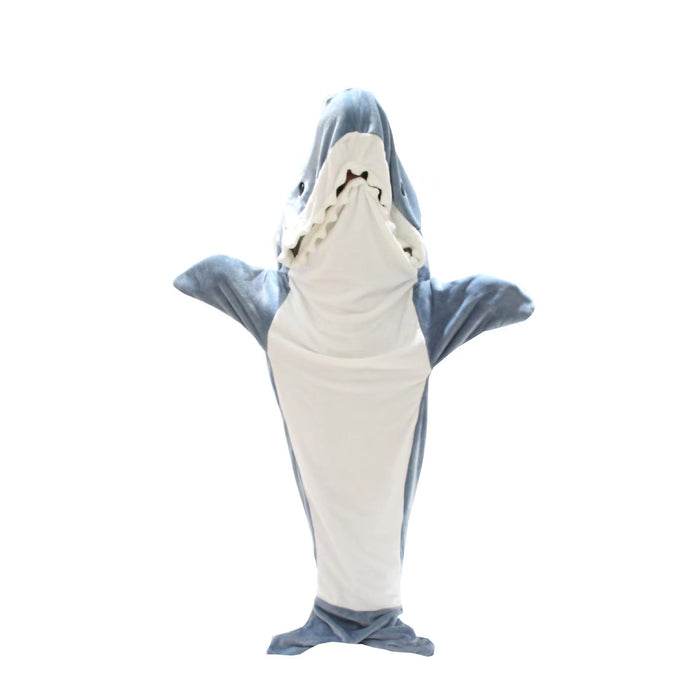 Heat Hollow Wearable Shark Blanket Hoodie with Foot Openings