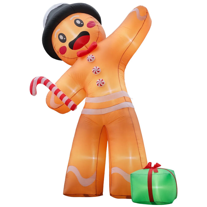 Heat Hollow Huge 10ft Inflatable Gingerbread Man with Gift Box