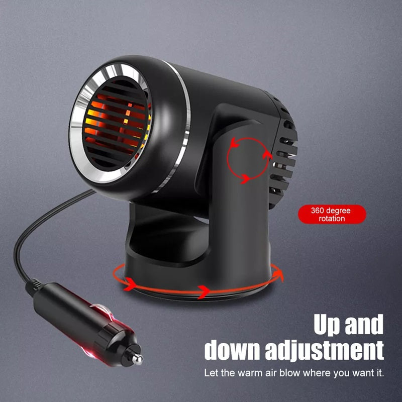Car Heater 12 V | 360° Rotatable, Heating and Cooling Function | PTC Heating Element with Overheat Protection for Cigarette Lighter