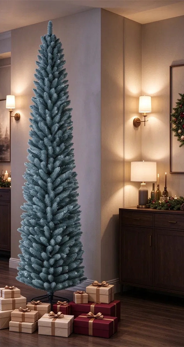 Slim frosted silver-green pencil tree