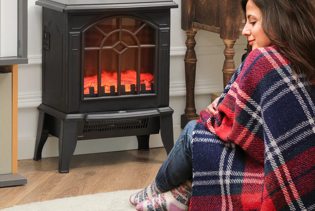 small electric stove with arched glass window