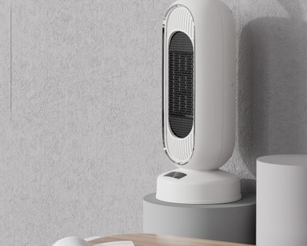 White oscillating fan heater with carry loop