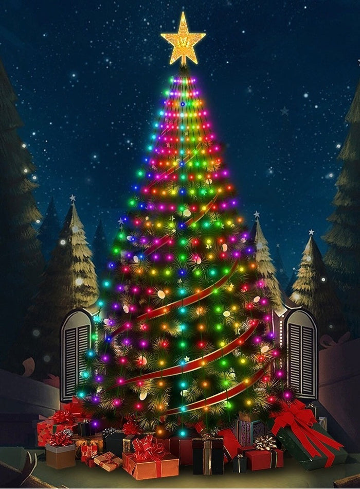Heat Hollow Smart Christmas tree light curtain with 400 LEDs