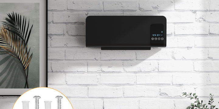 black wall-mounted oscillating ceramic heater