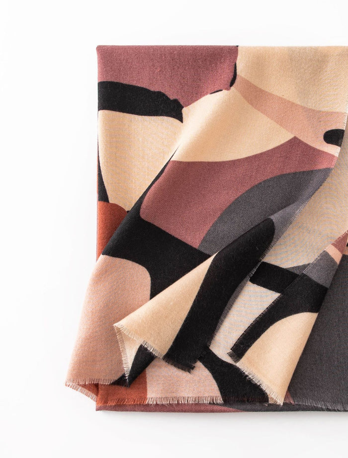 Heat Hollow Abstract Print Cashmere Feel Scarf, 68 x 190 cm