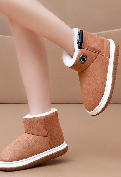 Heat Hollow Rechargeable Heated Ankle Boots with Plush Lining