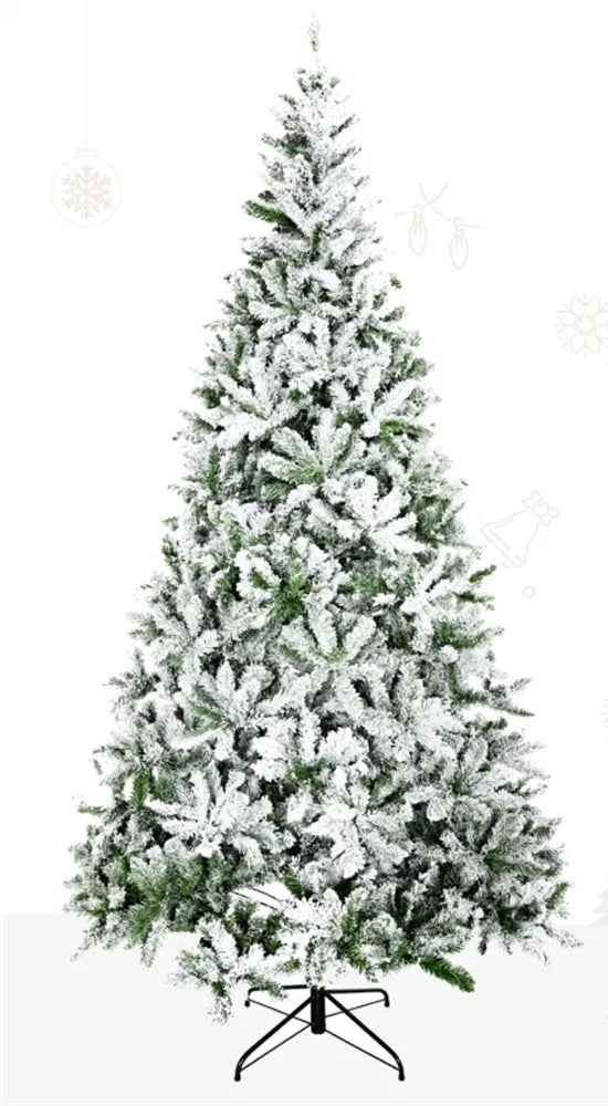 Snow-flocked unlit pine tree