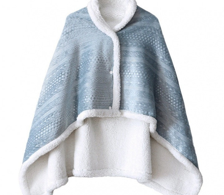 Pink sherpa fleece wearable shawl blanket