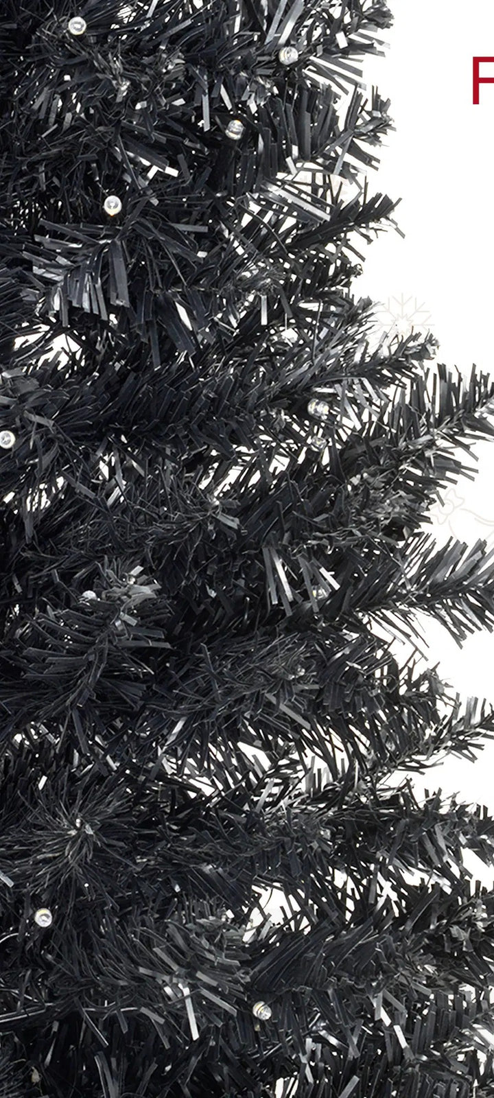 Black slim pencil tree with warm lights