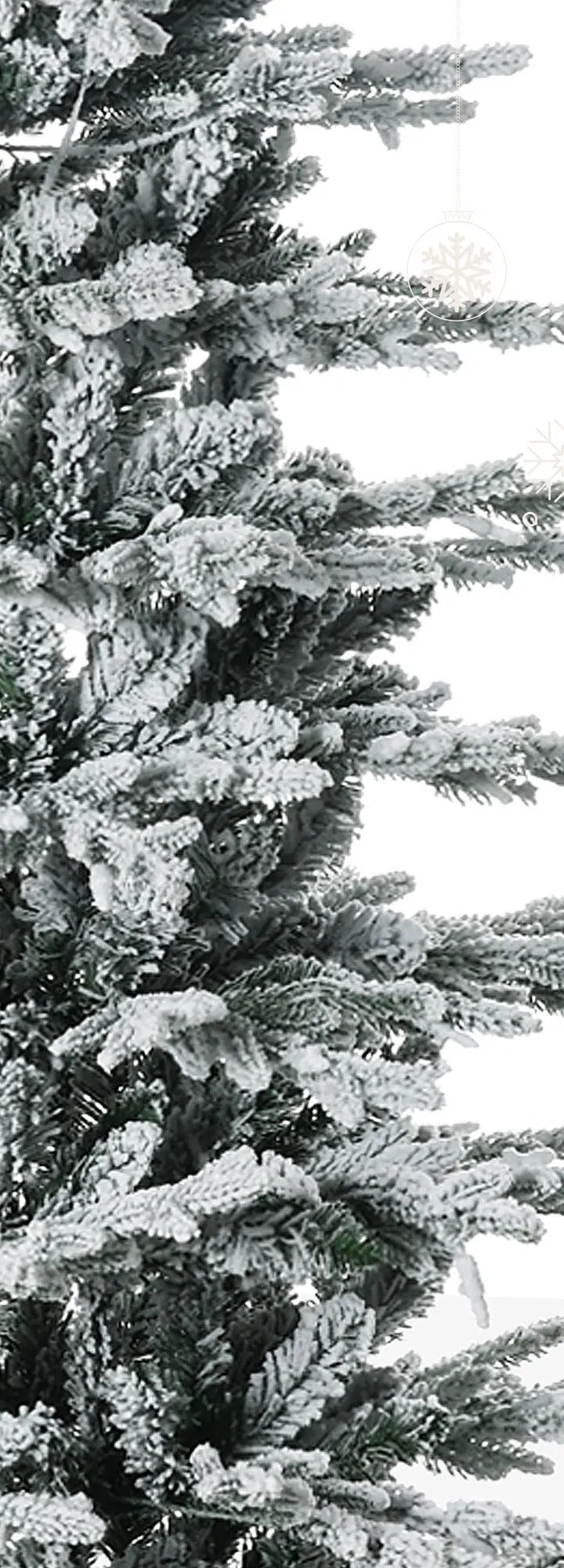 Snow-flocked tree with clear warm lights
