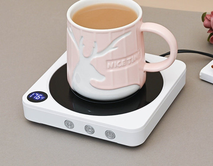 Wood grain mug warmer with digital display