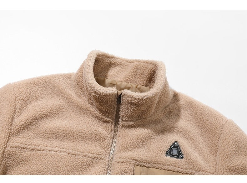 Man wearing black heated sherpa fleece jacket